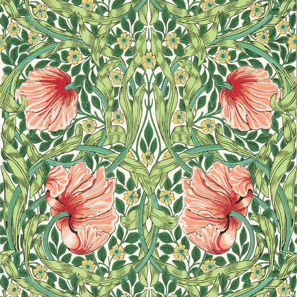 Pimpernel Wallpaper 217332 by Morris & Co in Shamrock Watermelon